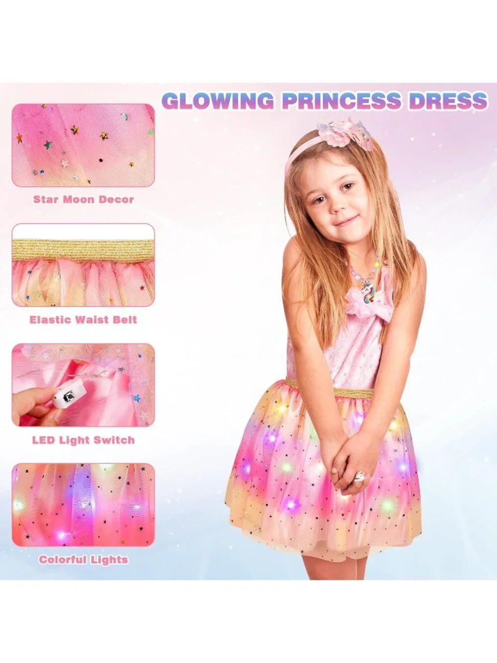Princess Dress Up Toys & Jewelry Set for Girls Role Play Gift Ages 3-Powder Blue